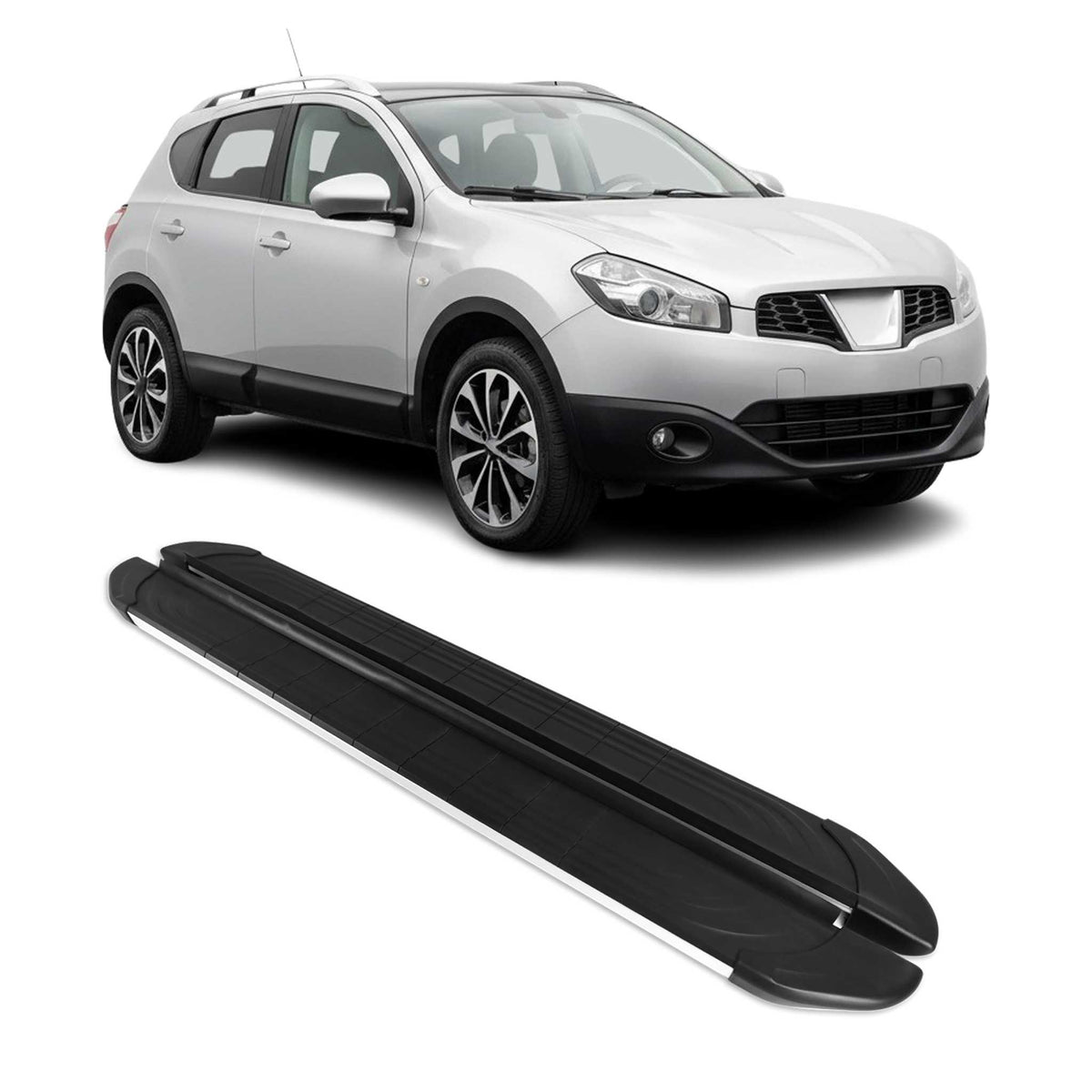 Trittbretter Seitenschweller für Nissan Qashqai J10 2006-2014 Alu Schwarz Grau