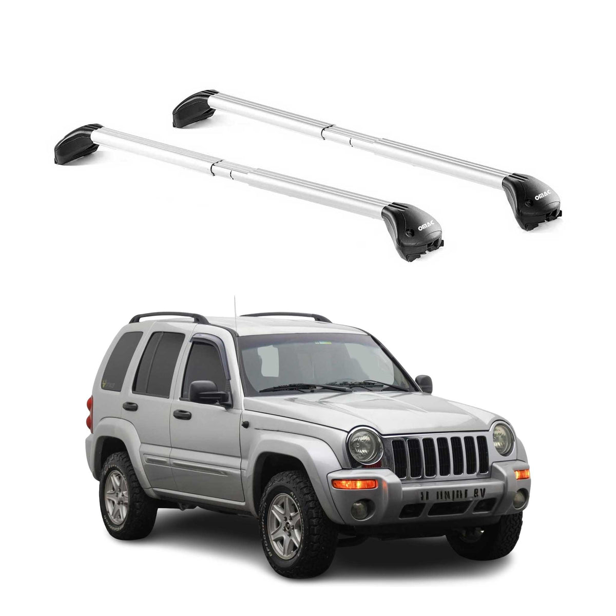 Dachträger Grundtäger für Jeep Cherokee KJ 2002-2007 100kg Alu Silber 2 tlg ABE
