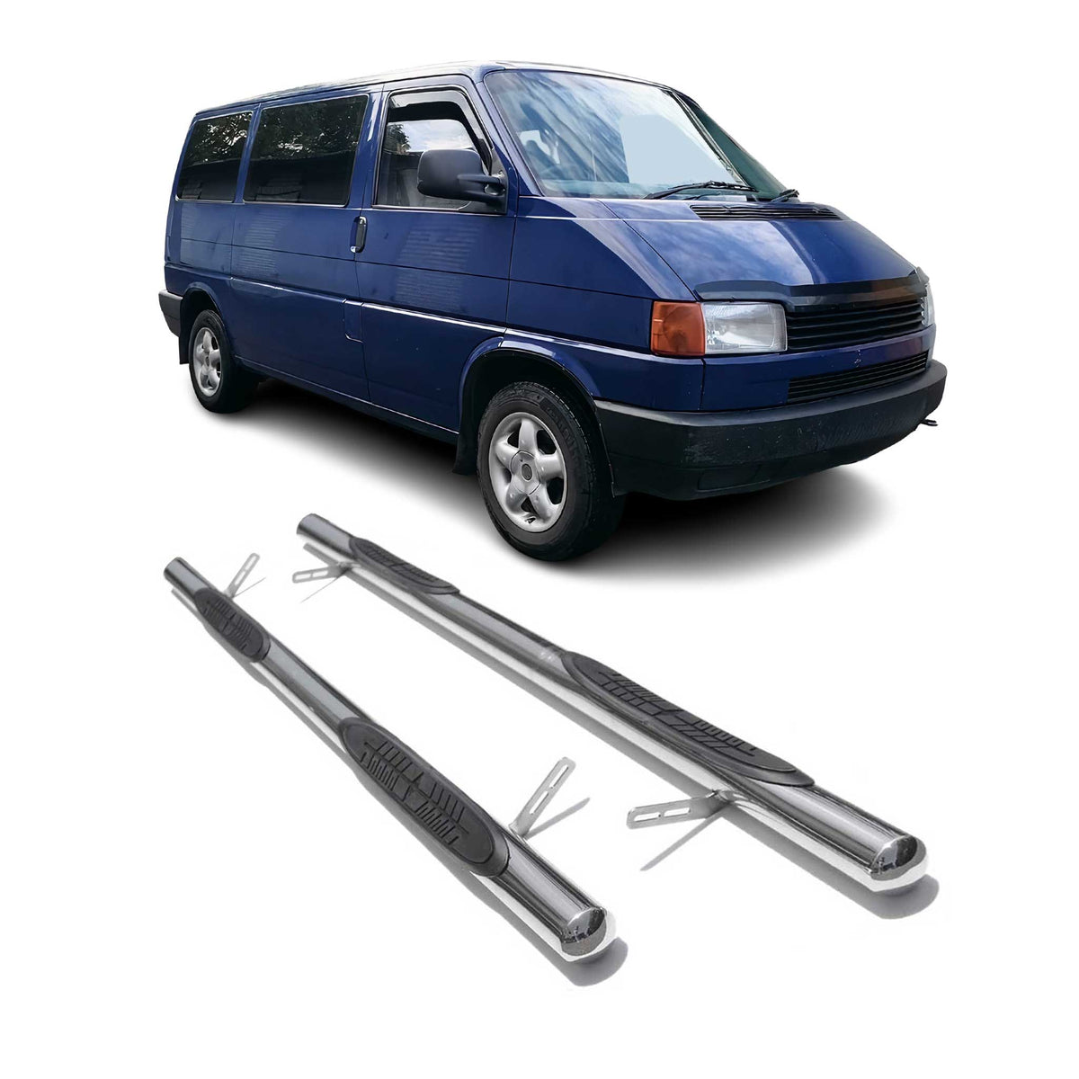 Stahl Trittbretter Schwellerrohre für VW Transporter T4 1990-2003 L2 Langer Grau
