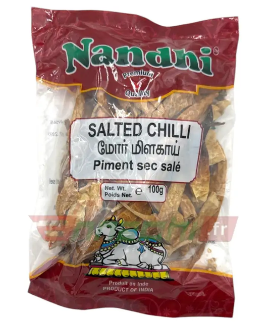 Nandhi Salted Chilli (Challa Mirapakayalu) 100g - Namma Markt