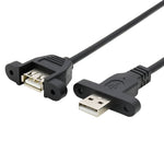 USB Typ A (male) Kabel auf USB Typ A (female) Doppel Panel Mount Kabel 32cm | System-S