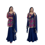 Sequence Work Faux Georgette Sharara Suit in Germany