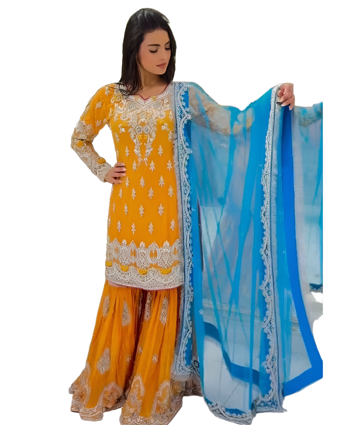 Pakistani Kurta Palazzo Embroidery And Sequence dupatta in Essen