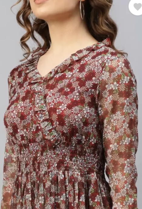 Women Fit and Flare Maroon, Grey Dress in Germany