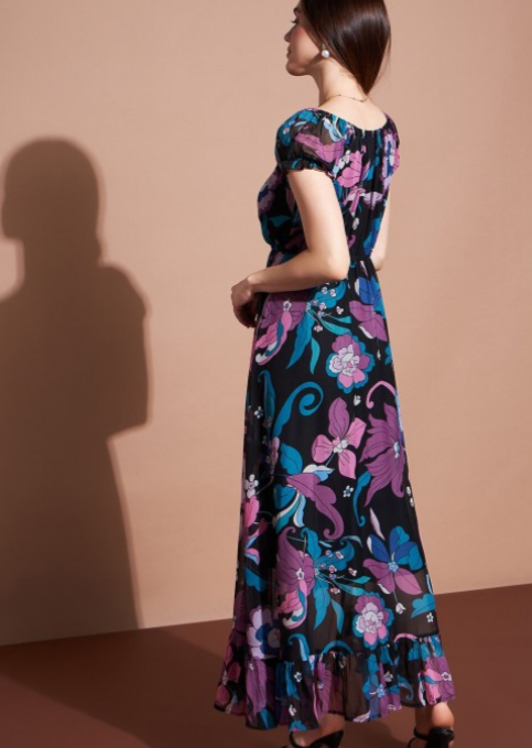 Floral Printed Puff Sleeve Fit & Flare Maxi Dress in Germany