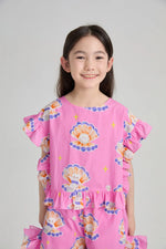 Pearl Cat Cotton Ruffle Top