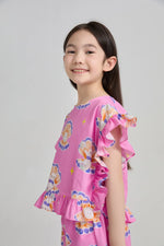 Pearl Cat Cotton Ruffle Top