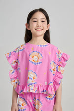 Pearl Cat Cotton Ruffle Top