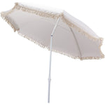 Sonnenschirm Strandschirm Balkon Gartenschirm creme Fransen Boho chic UV30+ 155cm
