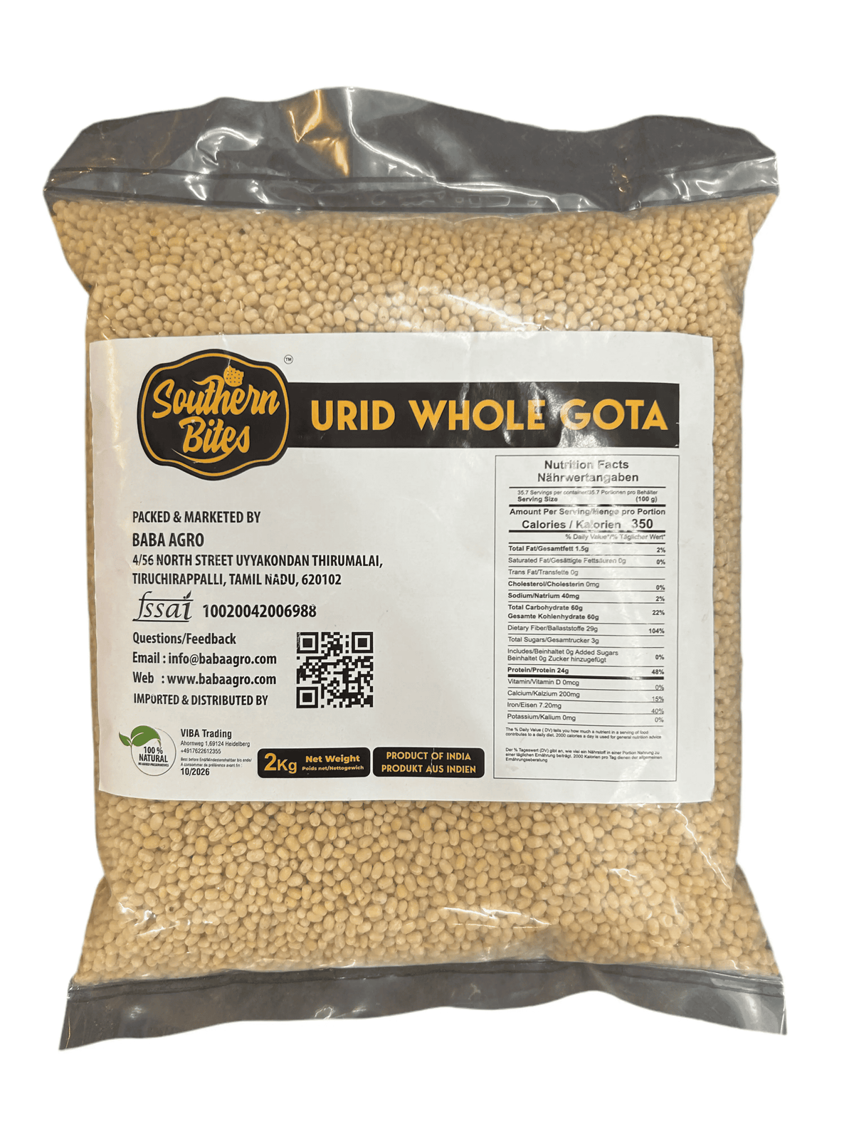 Southern Bites Premium Urid Gota 2kg - Namma Markt