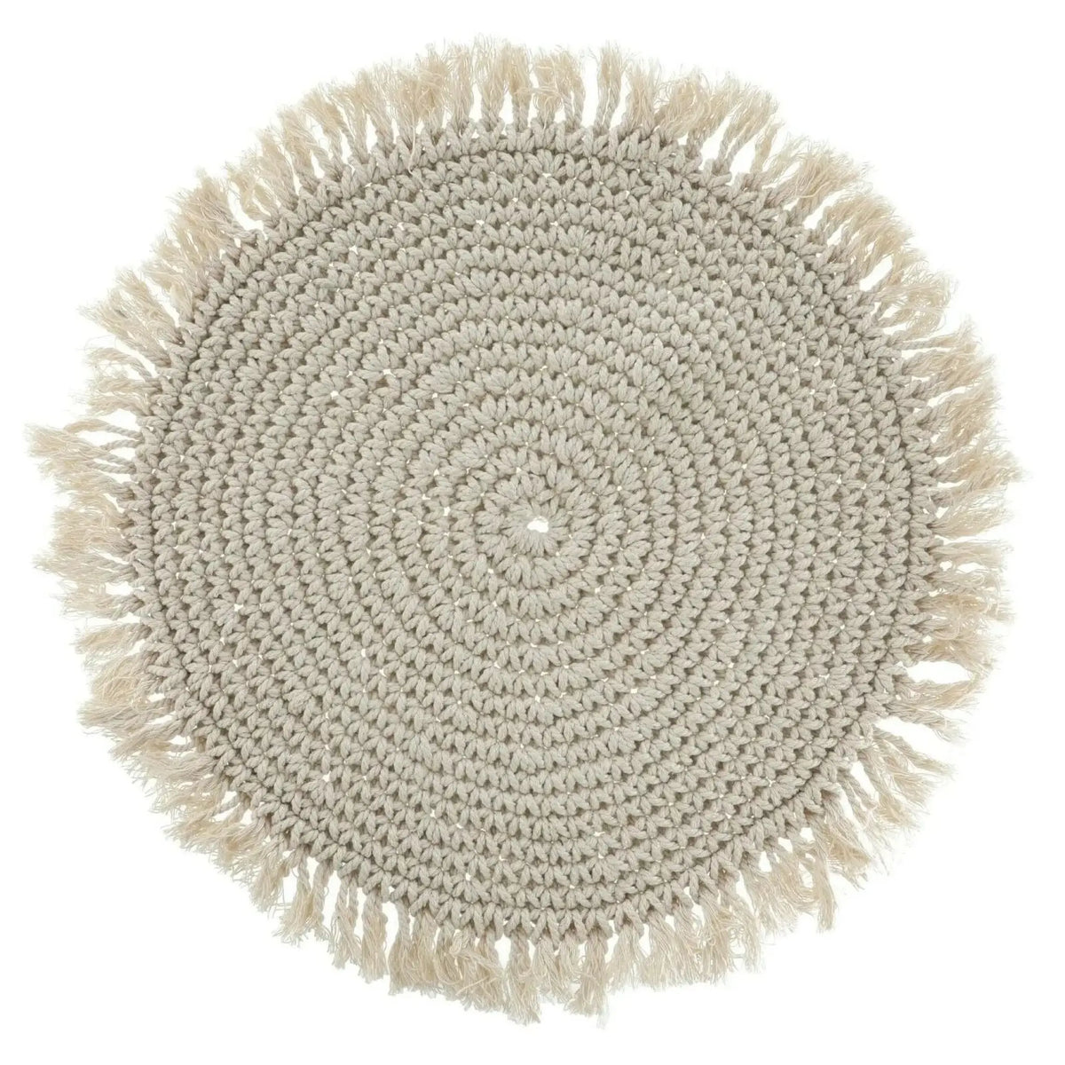 Tischset Makramee Platzset Tischdeko Untersetzer rund boho Deko creme 38 cm
