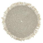 Tischset Makramee Platzset Tischdeko Untersetzer rund boho Deko creme 38 cm