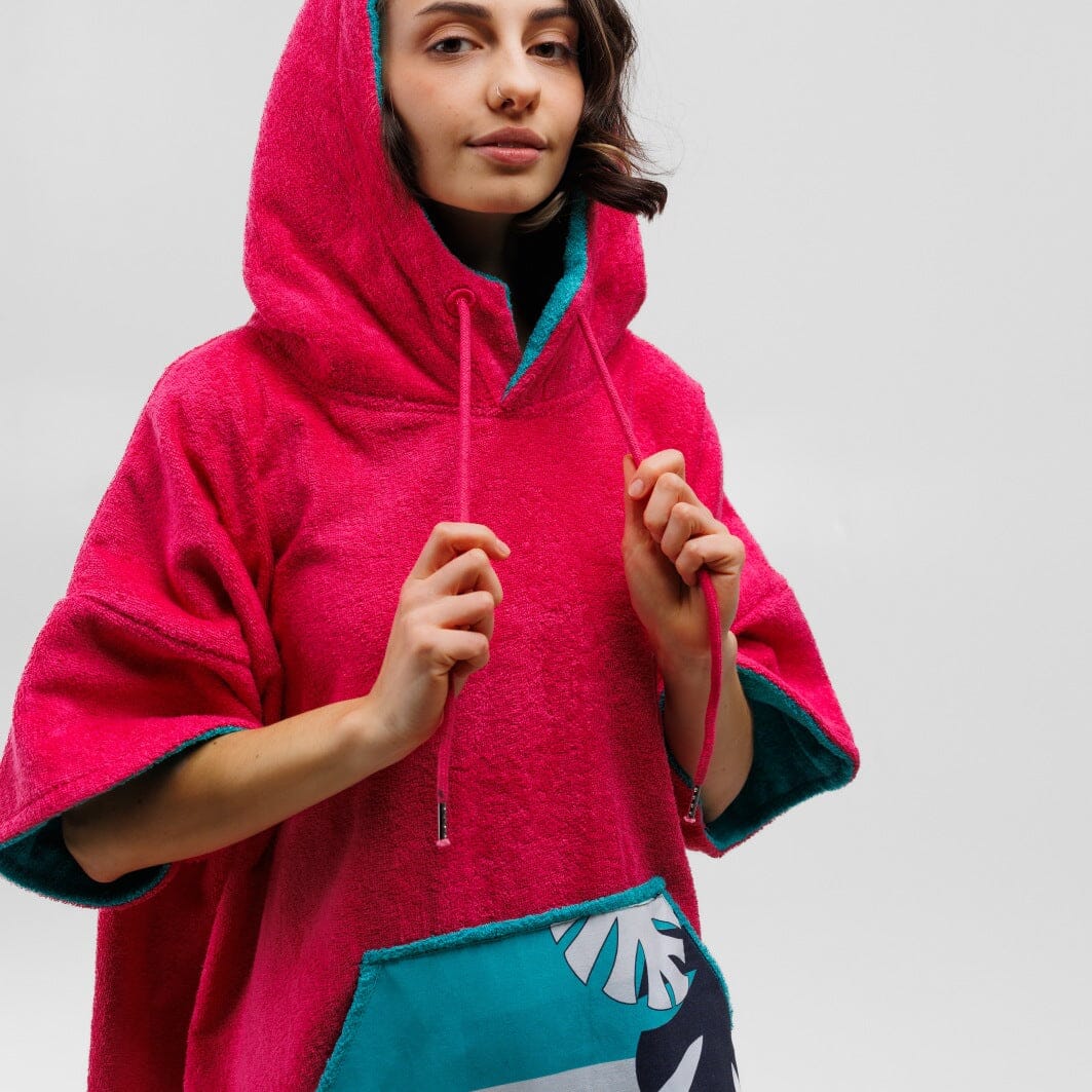 Poncho Pink Wave, Baumwolle Velours