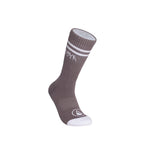 Cotton Crew Socks Stripes + Logo grey