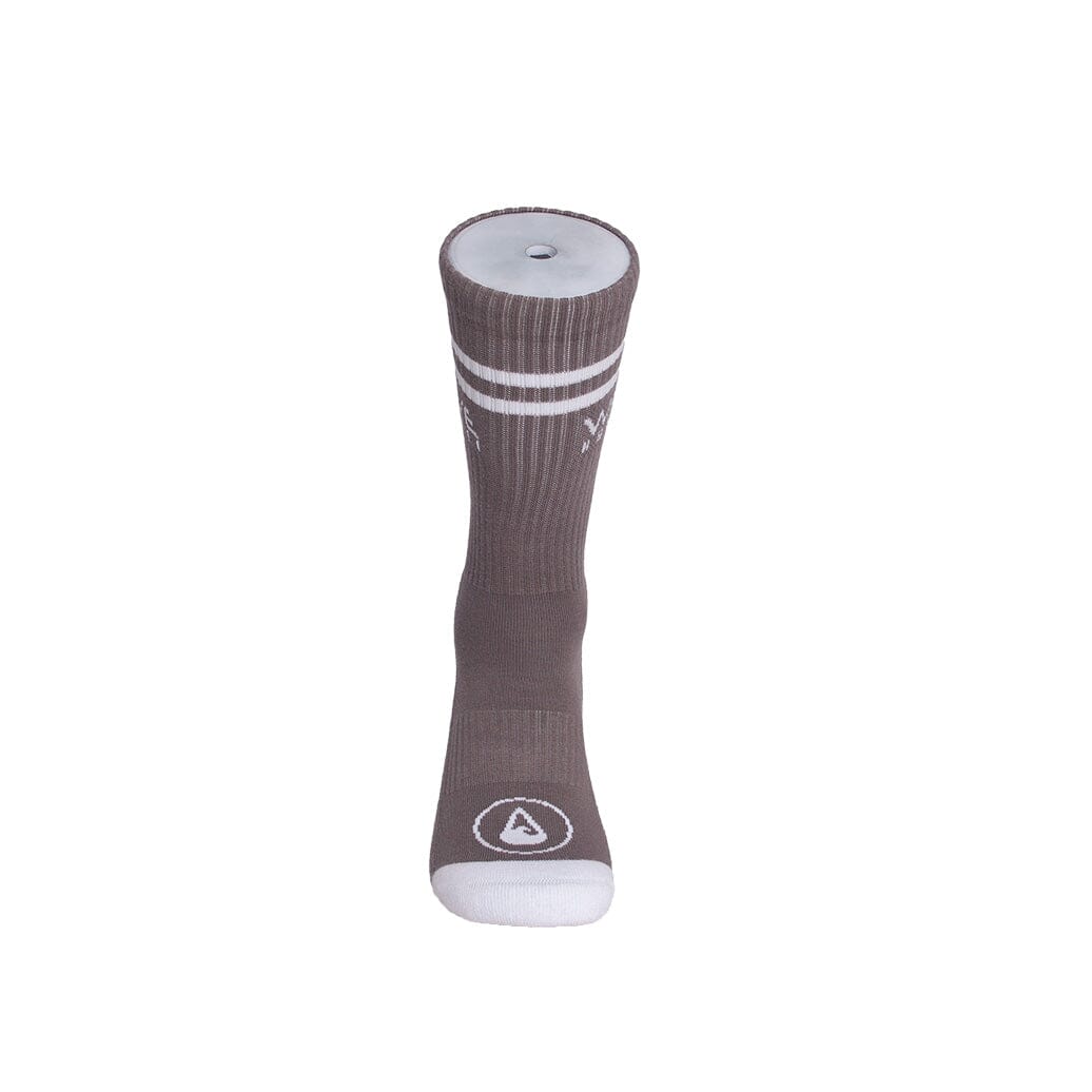 Cotton Crew Socks Stripes + Logo grey