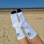Cotton Crew Socks Logo white