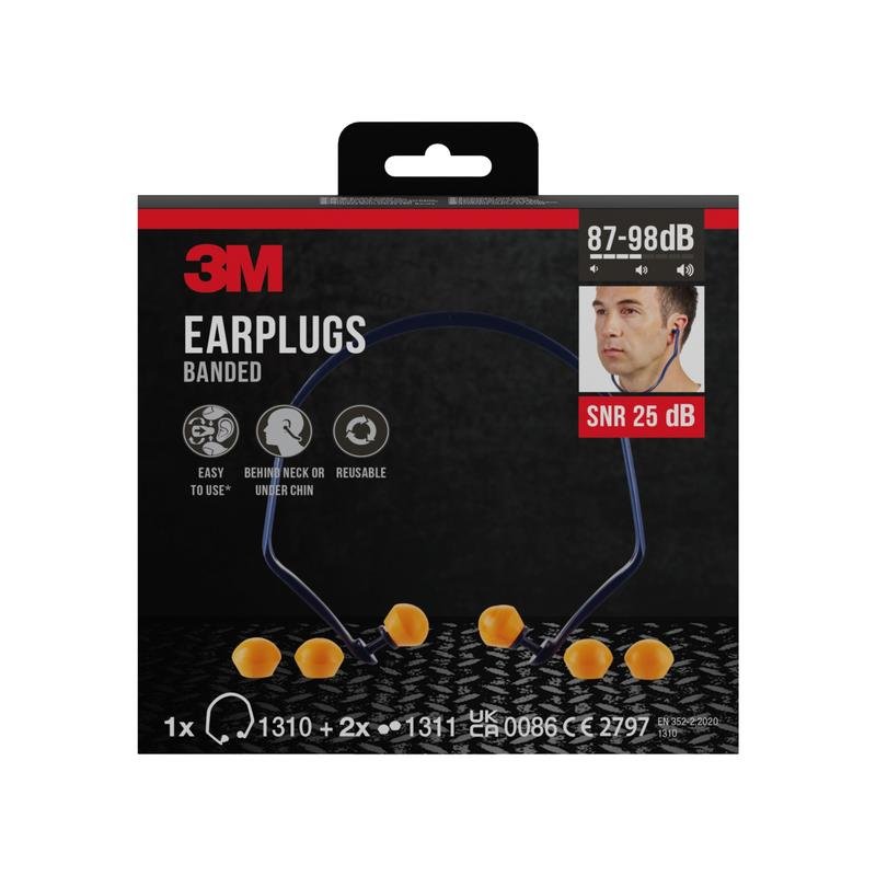 Auslaufartikel: 3M™ Bügelgehörschutz 1310 + 2 Paar Ersatzstöpsel, SNR-Wert 24 - 25 dB (je nach Trageposition), Orange, 1BE+2PRRP/Packung | Packung (1 Stück)
