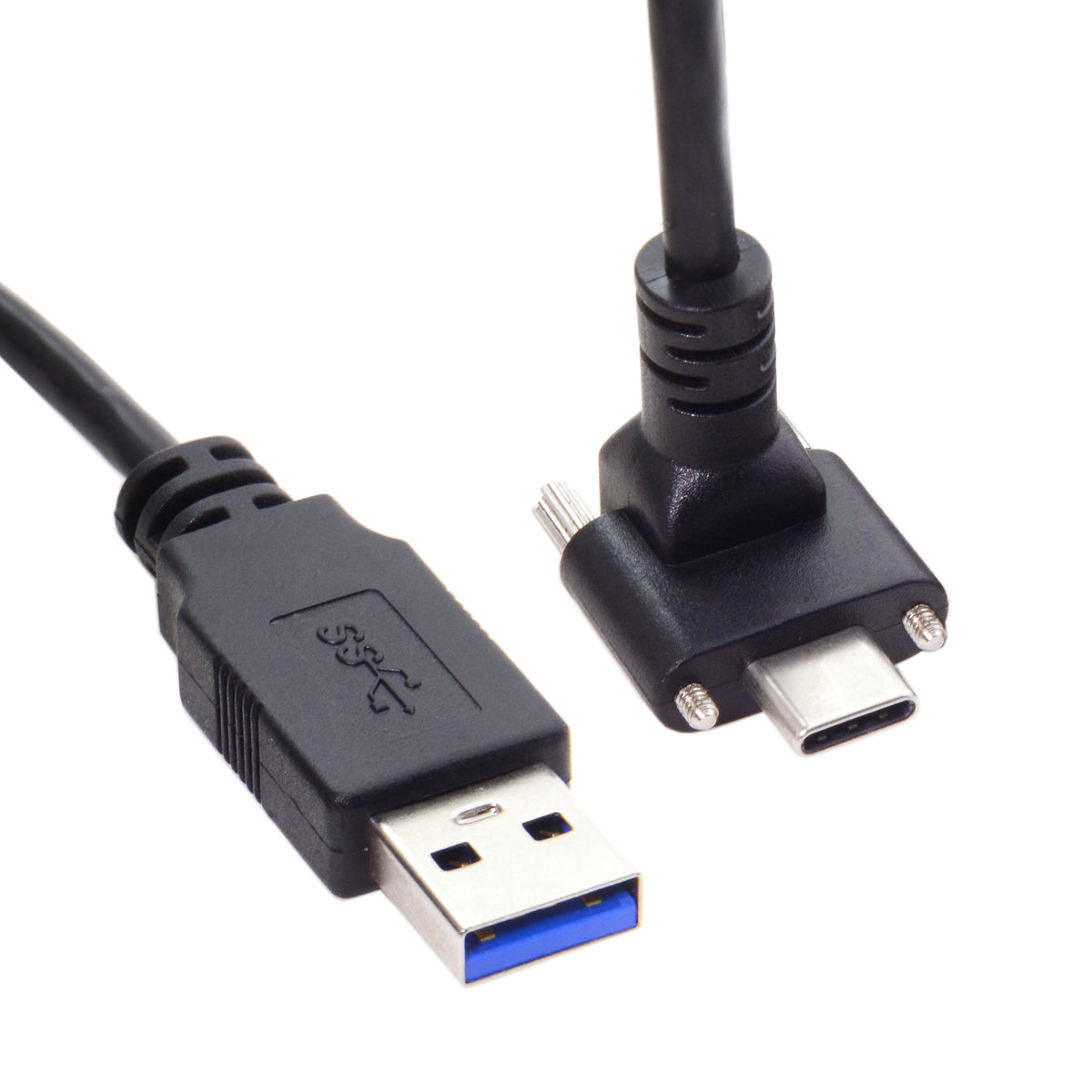 USB 3.1 Kabel 8 m Typ C Stecker zu 3.0 Typ A Stecker Schraube Winkel Schwarz | System-S