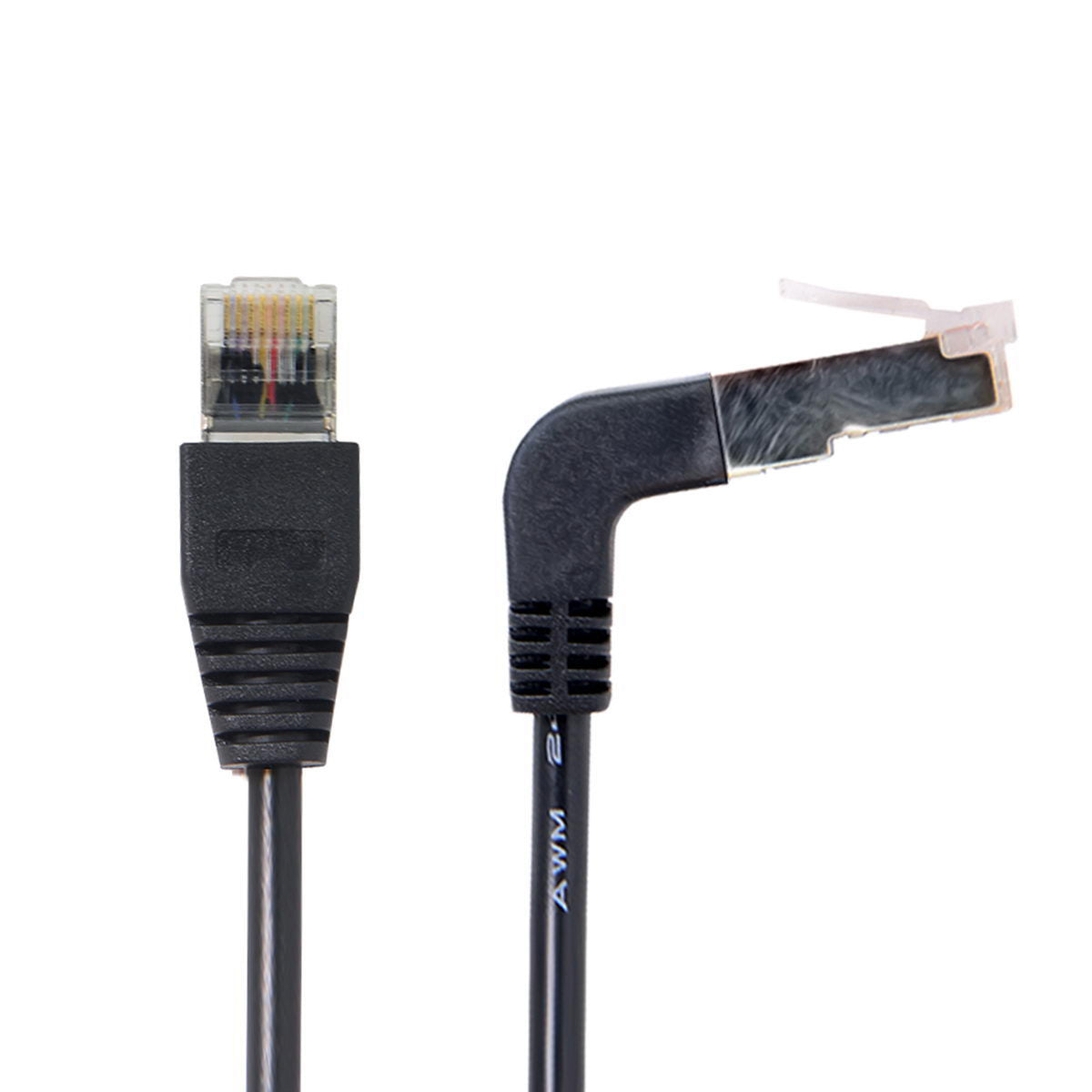 LAN Kabel 0,5 m RJ45 Stecker Ethernetkabel Netzwerkkabel Winkel in Schwarz | System-S
