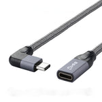 USB 3.1 Gen 2 Kabel 100cm Typ C Stecker zu Buchse geflochten Winkel Grau | System-S