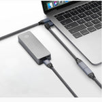 USB 3.1 Gen 2 Kabel 100cm Typ C Stecker zu Buchse geflochten Winkel Grau | System-S