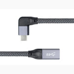 USB 3.1 Gen 2 Kabel 100cm Typ C Stecker zu Buchse geflochten Winkel Grau | System-S