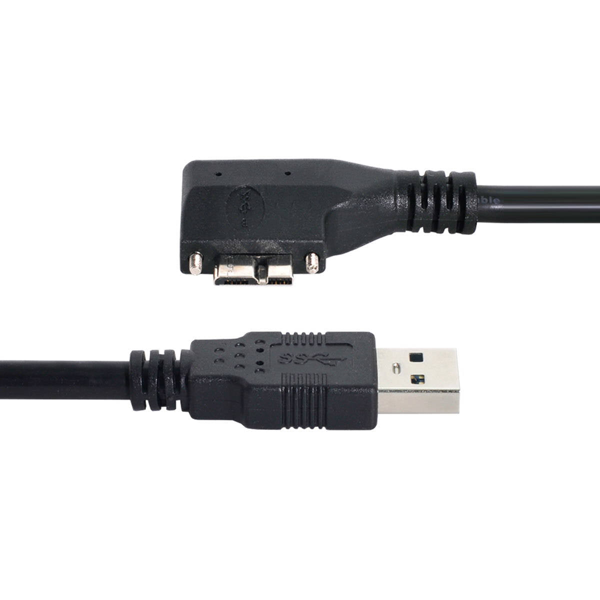 USB 3.0 Kabel 120 cm Typ A Stecker zu Micro B Stecker Winkel Schraube in Schwarz | System-S