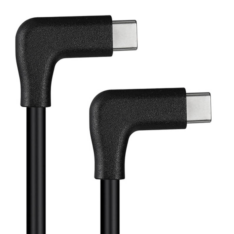 USB 3.1 Gen 2 Kabel 100 cm Typ C Stecker zu Stecker 2x Winkel in Schwarz | System-S