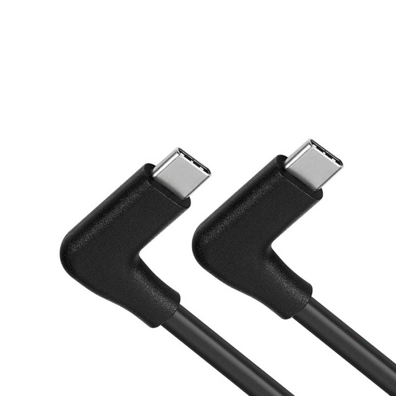 USB 3.1 Gen 2 Kabel 100 cm Typ C Stecker zu Stecker 2x Winkel in Schwarz | System-S