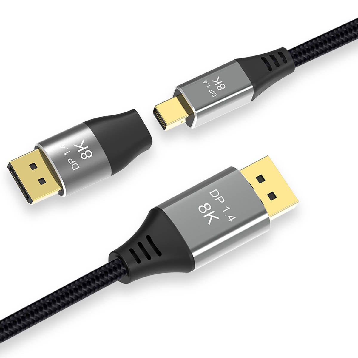 Mini Display Port Adapter 1.4 Stecker zu Display Port  Stecker in Schwarz | System-S