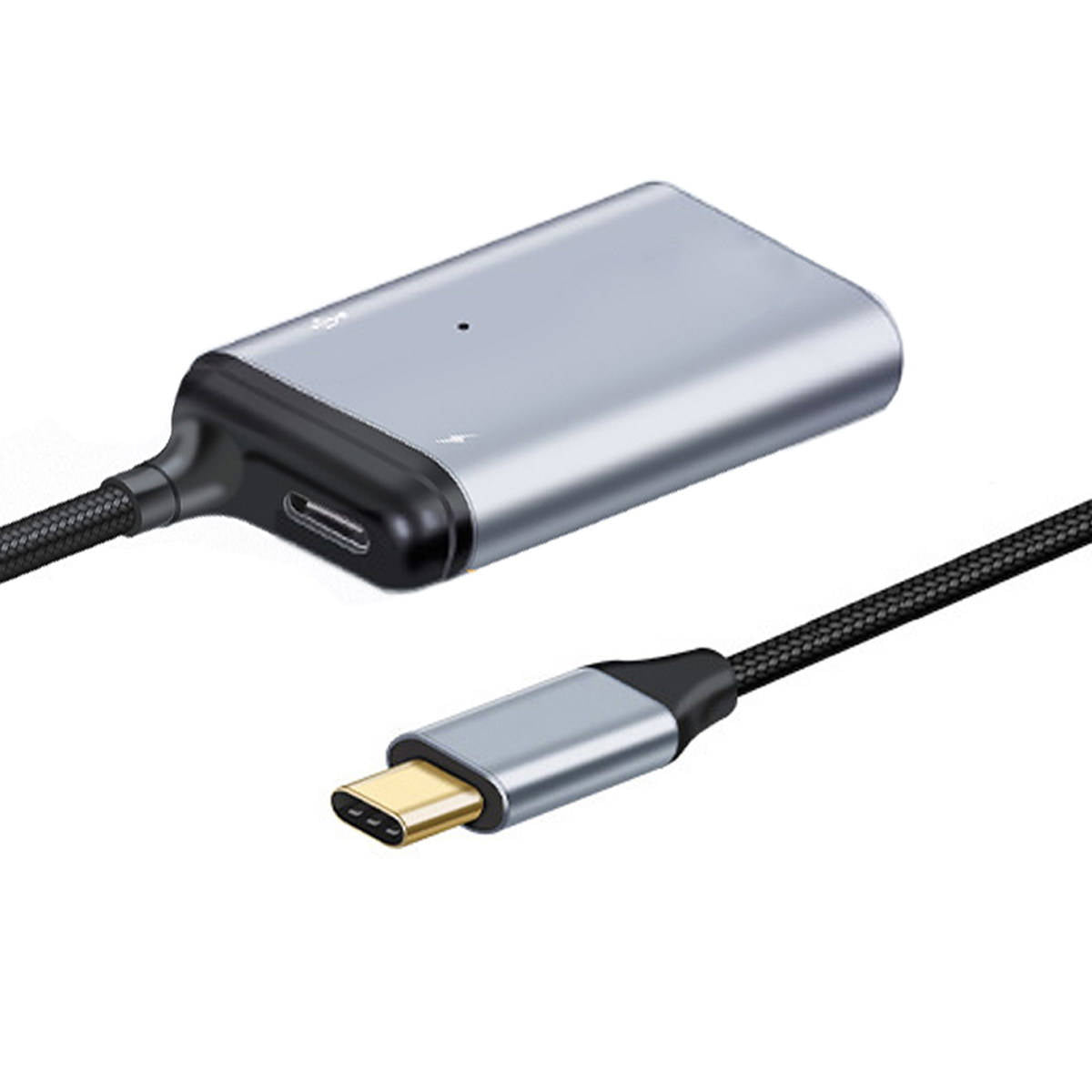 3in1 Adapter Mini DP 1.4 Buchse & 2x USB 3.1 Typ C Buchse zu Typ C Stecker Grau | System-S