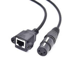LAN Kabel 30 cm RJ45 Buchse zu XLR 3 Pin Buchse Schraube in Schwarz | System-S