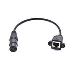 LAN Kabel 30 cm RJ45 Buchse zu XLR 3 Pin Buchse Schraube in Schwarz | System-S