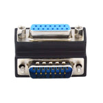 DB15 Adapter DSUB 15 Pin Stecker zu Buchse 90° Winkel Schraube Kabel in Schwarz | System-S