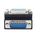 DB15 Adapter DSUB 15 Pin Stecker zu Buchse 90° Winkel Schraube Kabel in Schwarz | System-S