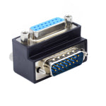 DB15 Adapter DSUB 15 Pin Stecker zu Buchse 90° Winkel Schraube Kabel in Schwarz | System-S