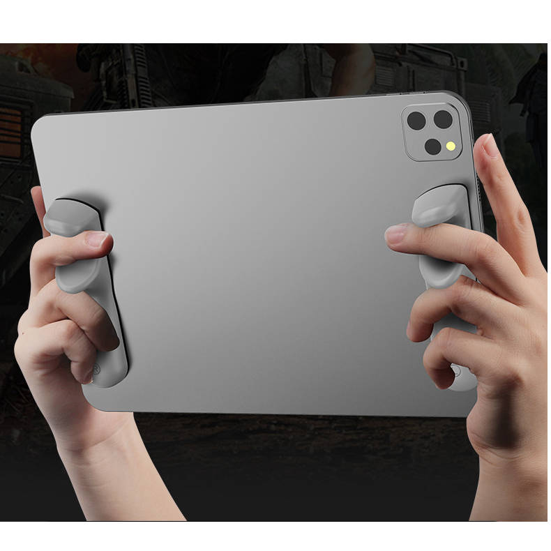 Anti Rutsch Silikon Griff Handauflage ergonomisch für Tablet Gaming in Grau | System-S