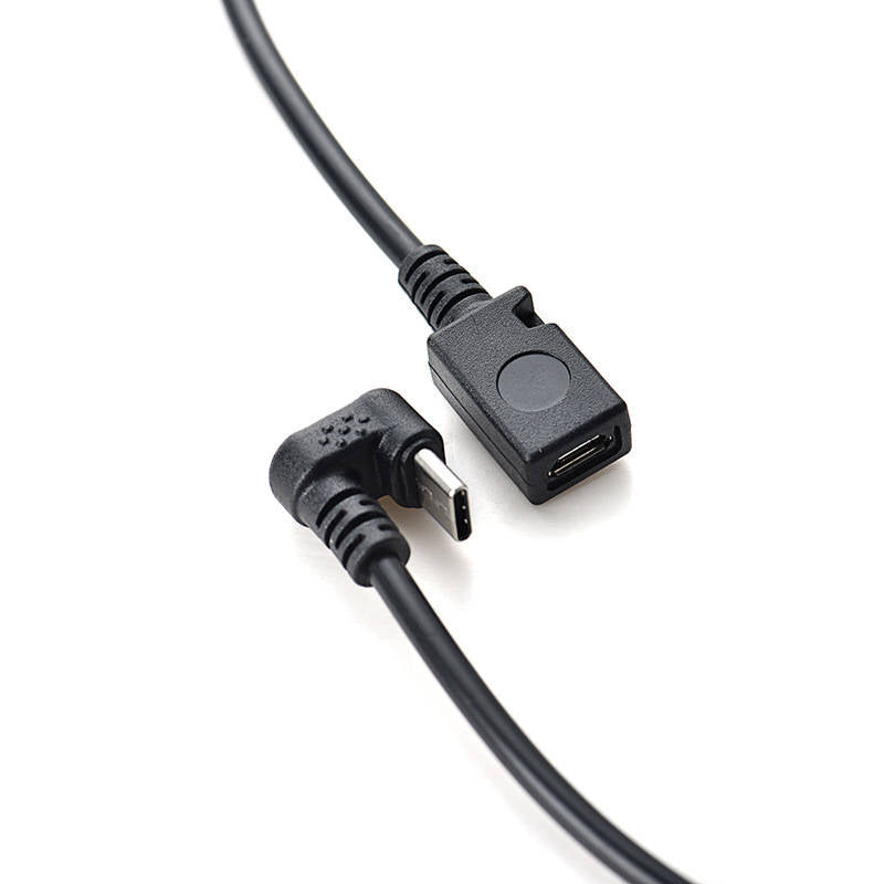 USB 3.1 Kabel 30 cm Typ C Stecker zu 2.0 Micro B Buchse 180° U Turn Winkel Adapter | System-S