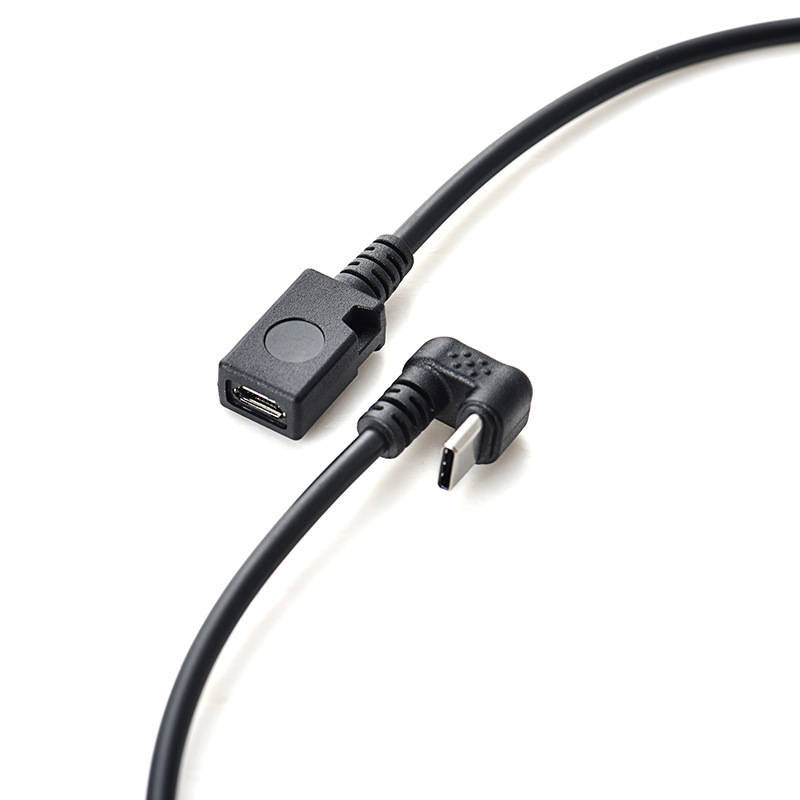 USB 3.1 Kabel 30 cm Typ C Stecker zu 2.0 Micro B Buchse 180° U Turn Winkel Adapter | System-S