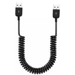 USB 2.0 Kabel 90 cm Typ A Stecker zu Stecker Spirale ausziehbar in Schwarz | System-S
