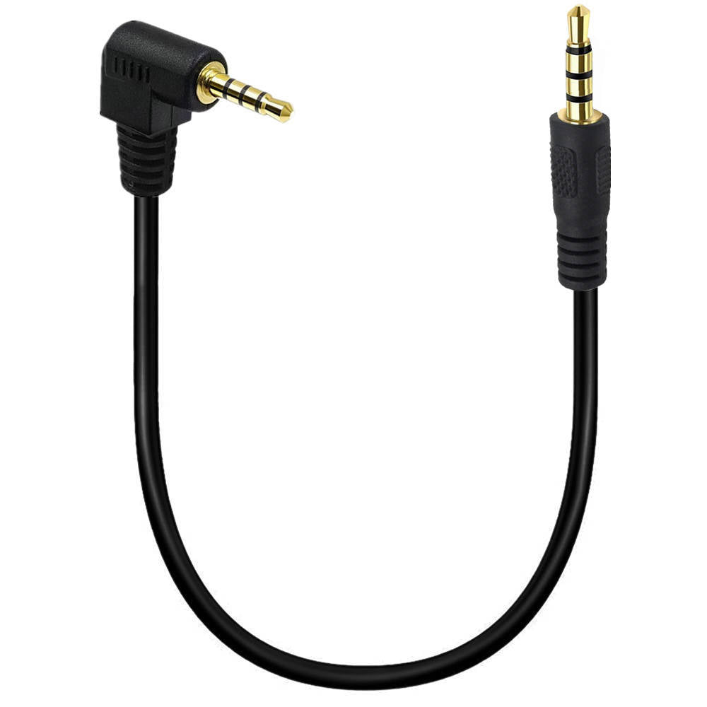Audio Klinke Kabel 25 cm 3,5 mm TRRS Stecker zu Stecker Winkel AUX Schwarz | System-S