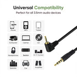 Audio Klinke Kabel 25 cm 3,5 mm TRRS Stecker zu Stecker Winkel AUX Schwarz | System-S