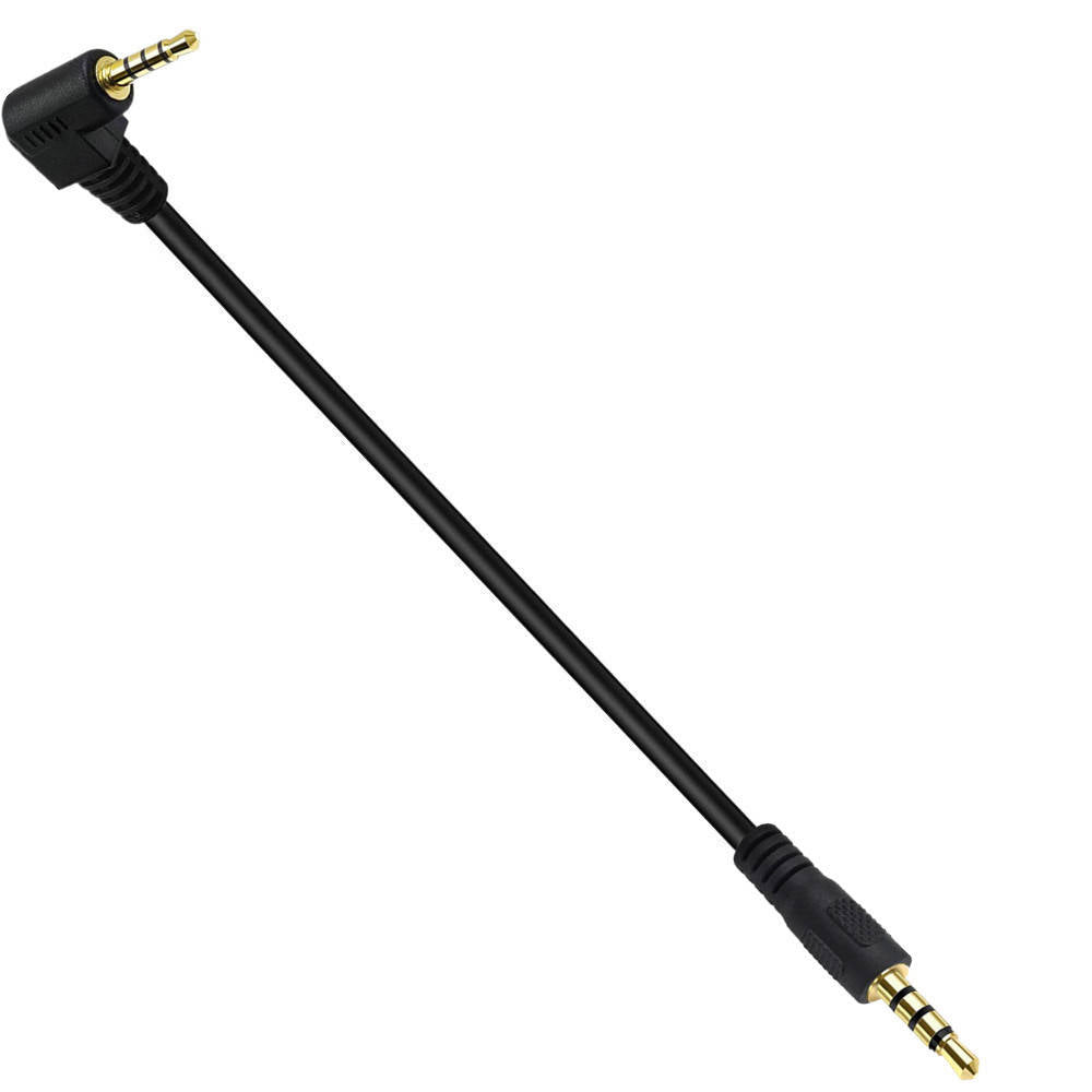 Audio Klinke Kabel 25 cm 3,5 mm TRRS Stecker zu Stecker Winkel AUX Schwarz | System-S