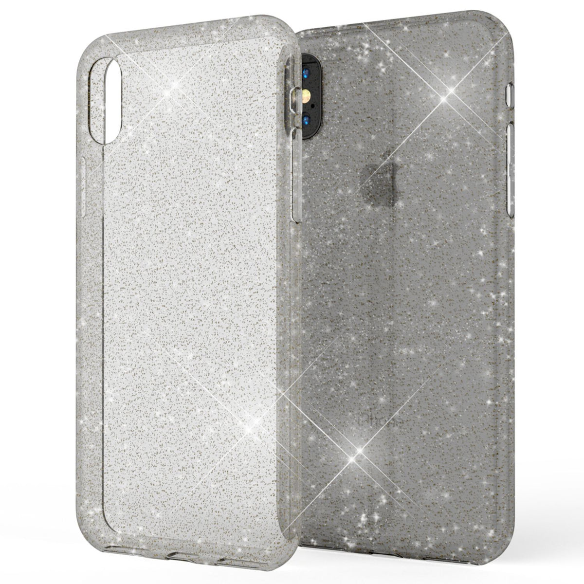 NALIA Glitzerhülle für iPhone X / XS – Funkelndes Silikon Case – DAZZLIN (Transparent & Stoßfest) – Marke aus Berlin
