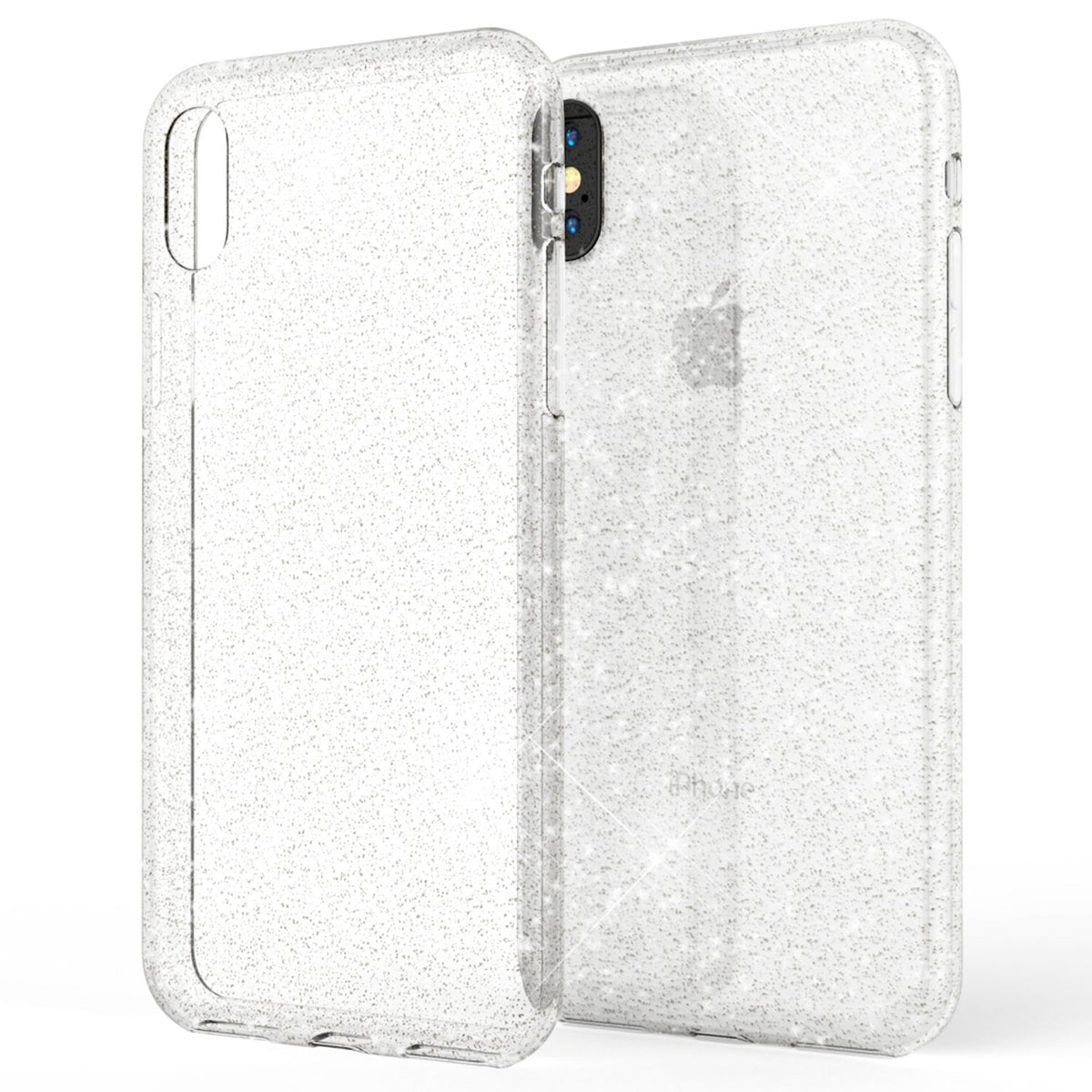 NALIA Glitzerhülle für iPhone X / XS – Funkelndes Silikon Case – DAZZLIN (Transparent & Stoßfest) – Marke aus Berlin
