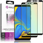 NALIA 2-Pack Display-Schutzglas kompatibel mit Samsung Galaxy A8 (2018), Handy Bildschirm Glas Abdeckung, Dünne Schutz-Folie, Smart-Phone TPU Screen Protector - Kristall-Klar Transparent (schwarz)