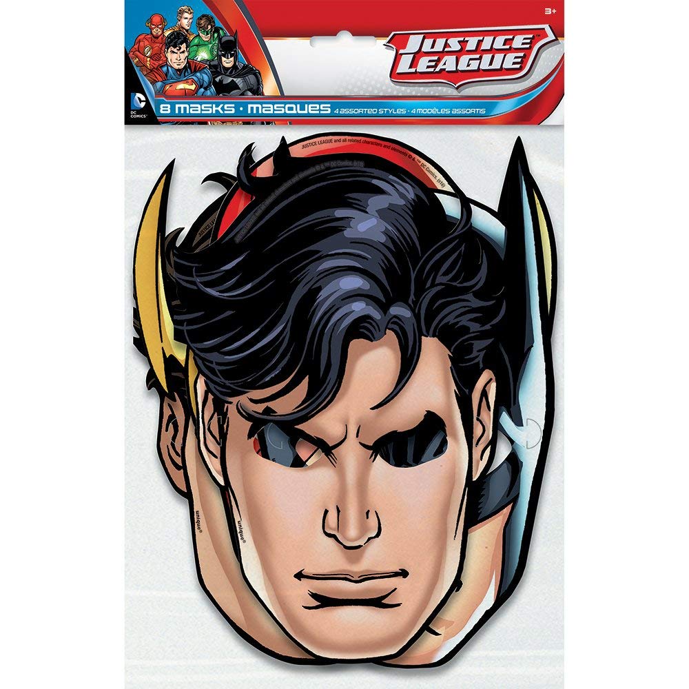 Maske Pappe Justice League 8 Stk.