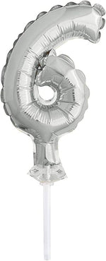 Tortendeko Ballonzahl, ca.13cm #6 Silber