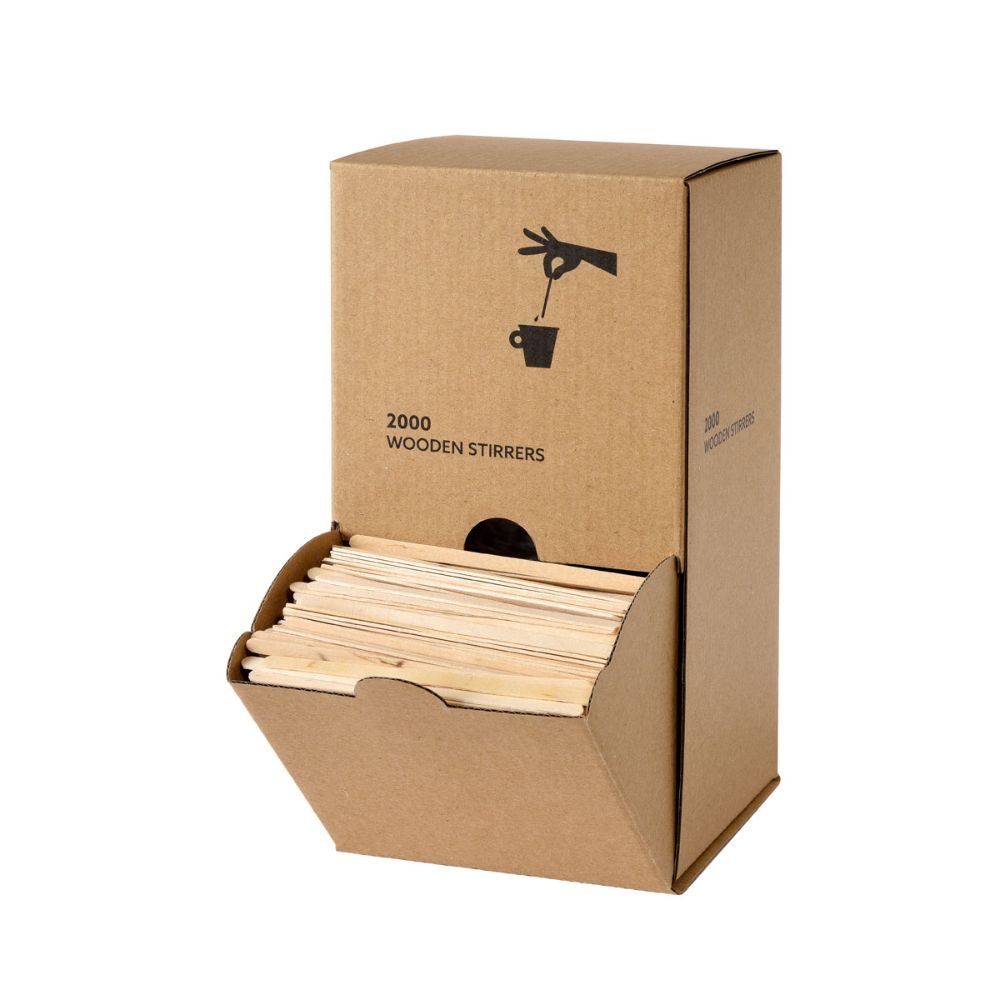 Duni Holzrührstäbchen in Spenderbox 110 mm | Packung (2000 Stück)