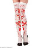 Blutige Overknees Kniestrümpfe | Weiß Rot - Halloween